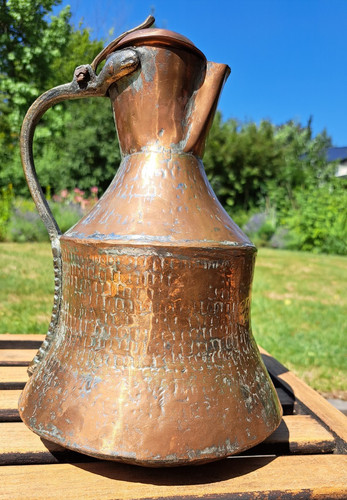 Kupferkanne mit messing griff - kupferkanne,