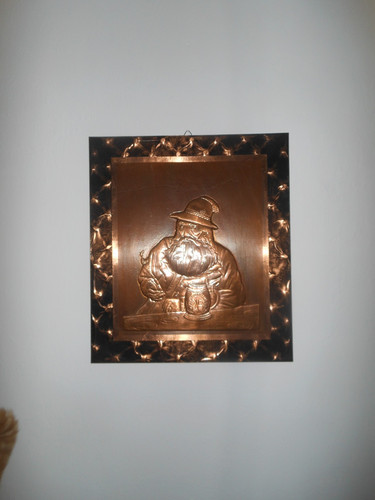 Kupfer wandbild relief - kupfer, mann