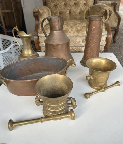 Vintage messing kupfer set - &,