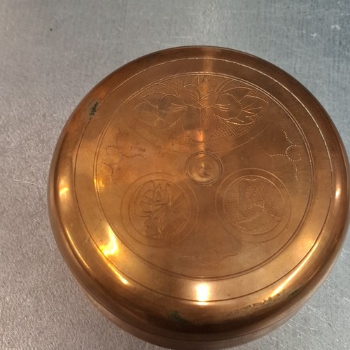 Kupferdose rund mit - deckel, aus