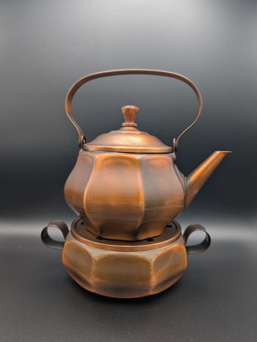 Kupfer teekanne mit stövchen - teekanne,