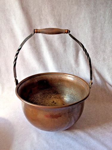 Vintage kupfer topf - kessel, mit