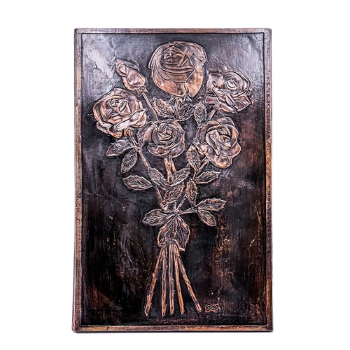 Kupfer wandbild rosenstrauß - kupfer,